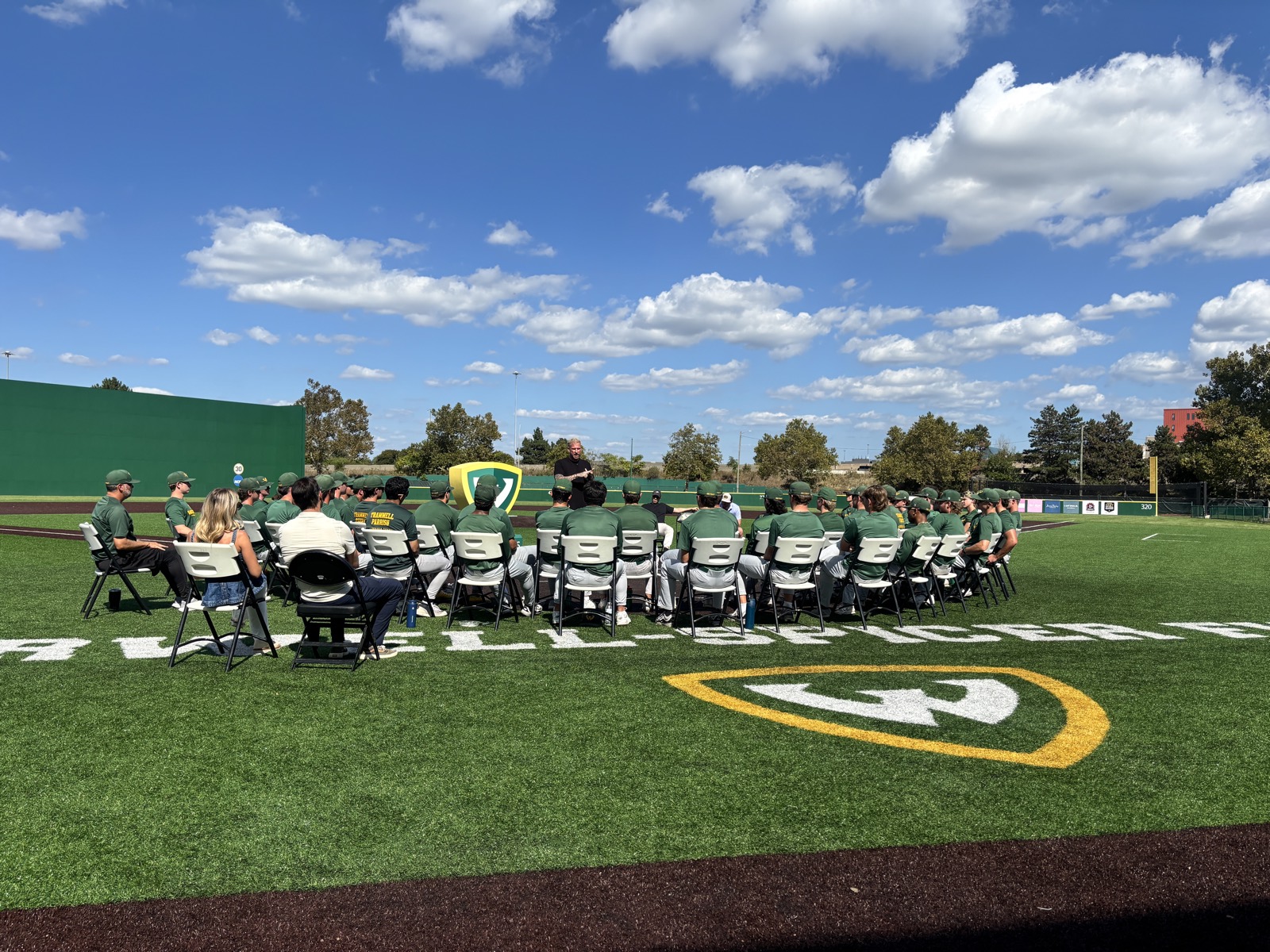 Team talk on the field